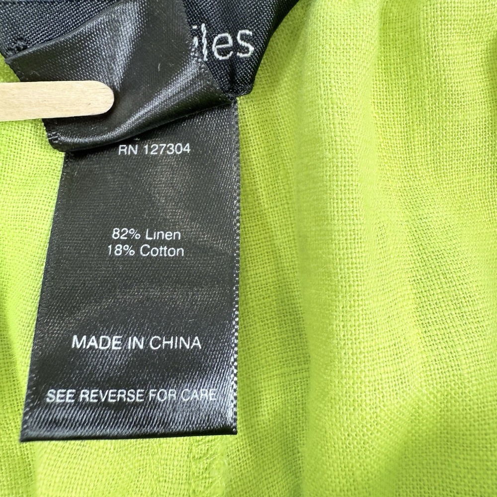 Ali Miles Lime Womens Cropped Linen Blend Pockets Wide Leg Artsy Fringe Pants 2X - Picture 12 of 16